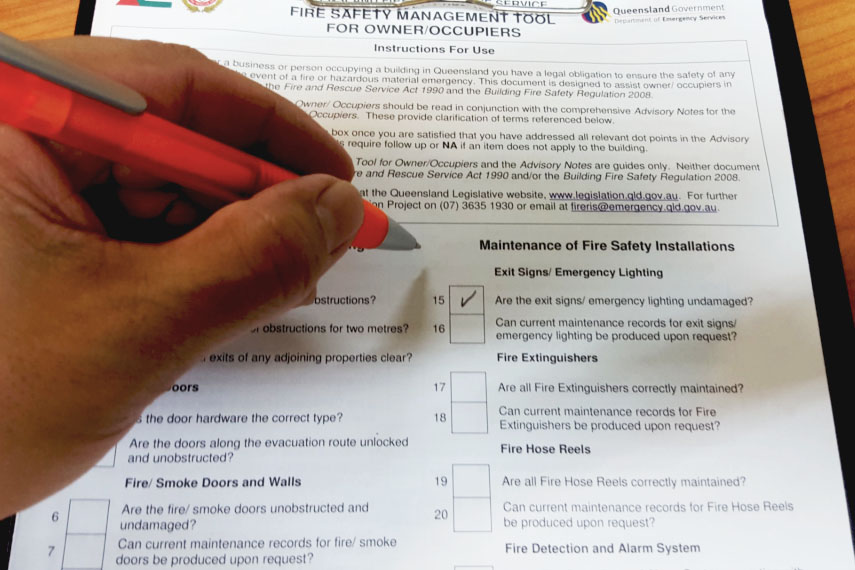fire safety check list